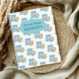 Watercolor Stand Mixer Pattern Favourite Recipes Notebook