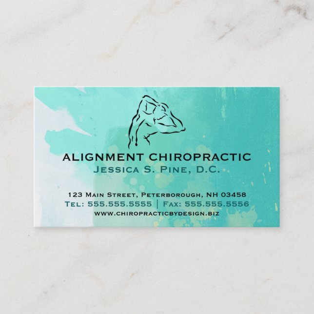 Watercolor Standard Chiropractic Business Cards (Front)