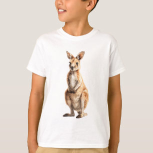 Watercolor Standing Australian Kangaroo Kids T-Shirt