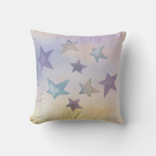 watercolor star design in pastel colours cushion