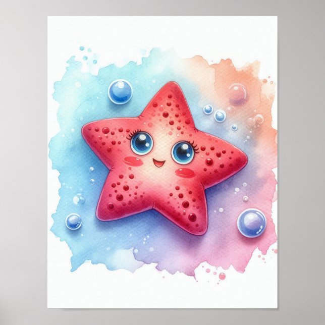 Watercolor Star Fish Poster (Front)