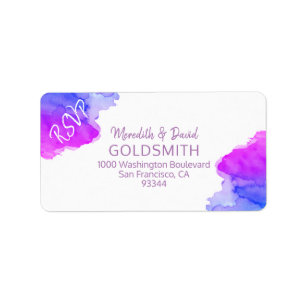 Watercolor Star of David Bat Mitzvah Return RSVP Label