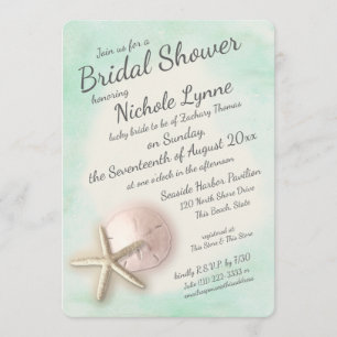 Watercolor Starfish and Sand Dollar Shower Invitation