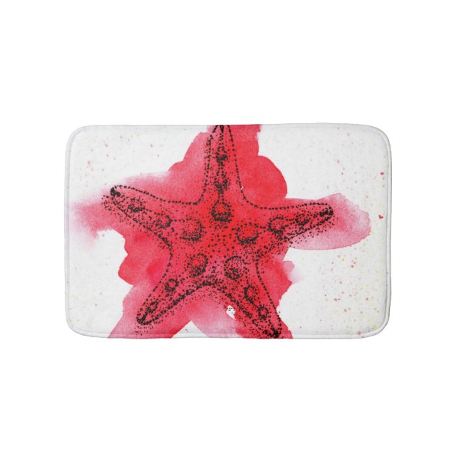 Watercolor Starfish Bath Mat (Front)