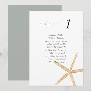 Watercolor Starfish Beach 5x7" Wedding Seat Chart