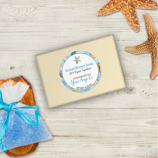 Watercolor Starfish Beach Handmade Soap Classic Round Sticker (Creator Uploaded)