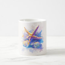 Watercolor Starfish Beach Mug