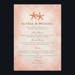 Watercolor Starfish Beach Wedding Menu Card Coral<br><div class="desc">Make your seaside nuptial one to remember with this chic Watercolor Starfish wedding collection. Custom colours and matching products are available upon request.

 View our complete Watercolor Starfish collection:


 You may also like:</div>