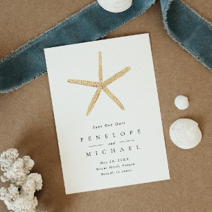 Watercolor Starfish Beach Wedding Save The Date