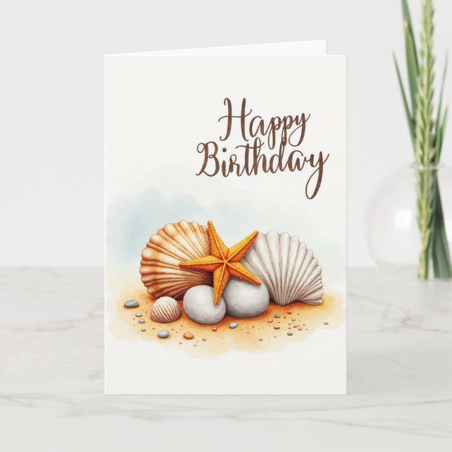 Watercolor Starfish Birthday Card (Front)