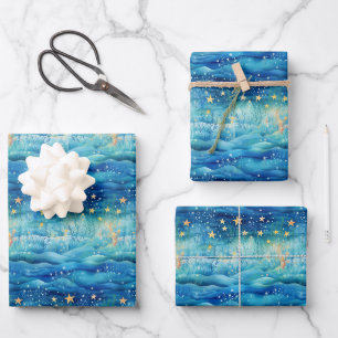 Watercolor Starfish Coastal Wrapping Paper Sheet