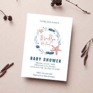Watercolor Starfish Coral Reef Baby Shower  Invitation