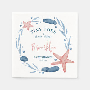Watercolor Starfish Coral Reef Baby Shower Seaweed Napkin