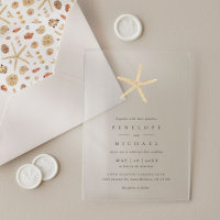 Watercolor Starfish Elegant Minimalist Wedding