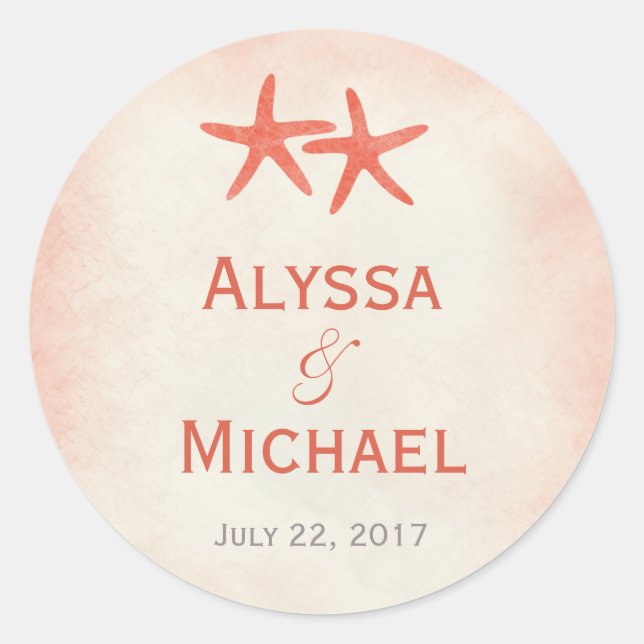 Watercolor Starfish Favour Sticker/Envelope Seal (Front)