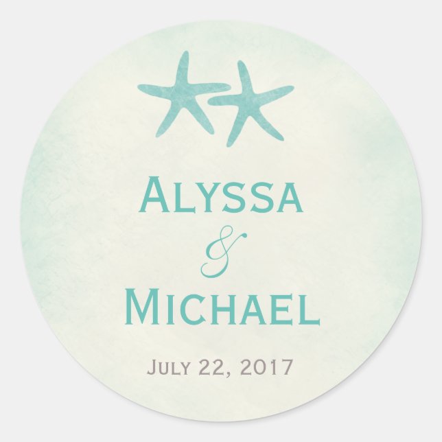 Watercolor Starfish Favour Sticker/Envelope Seal (Front)
