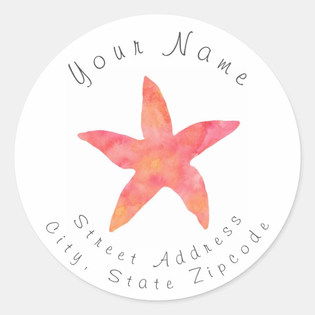 'Watercolor Starfish' Label (Front)