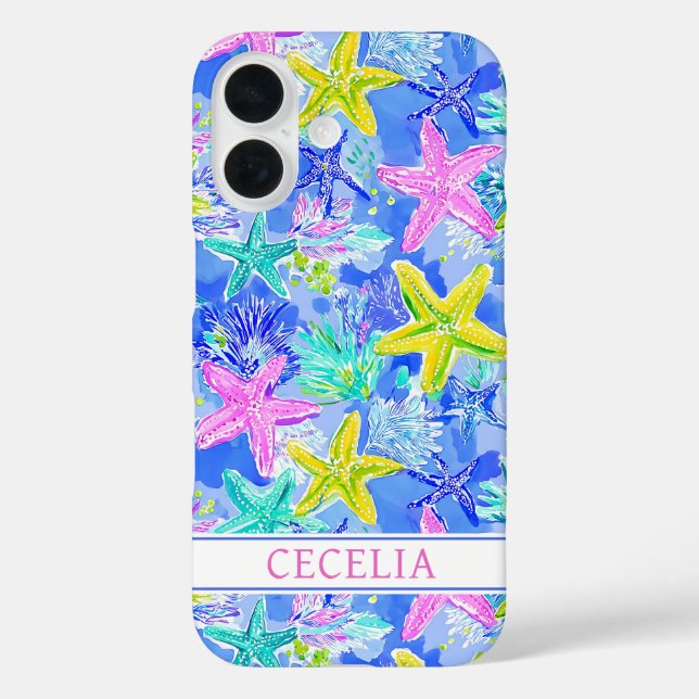 Watercolor Starfish Monogrammed Case-Mate iPhone Case (Back)
