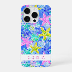 Watercolor Starfish Monogrammed iPhone 16 Pro Case