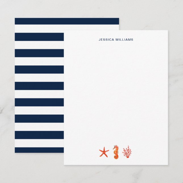 Watercolor Starfish nautical simple Personalised  Thank You Card (Front/Back)