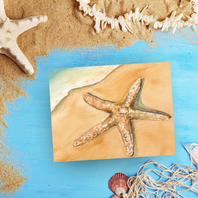 Watercolor Starfish On Beach Postcard (Creator Uploaded)