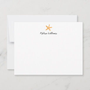 Watercolor Starfish Orange Personalised Stationery Card