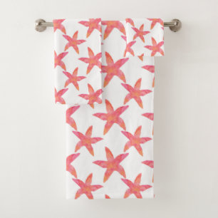 Watercolor Starfish Pattern Bath Towel Set