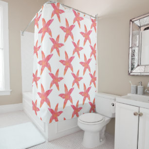 Watercolor Starfish Pattern  Shower Curtain