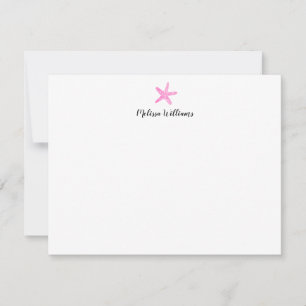Watercolor Starfish Pink Personalised Stationery Card