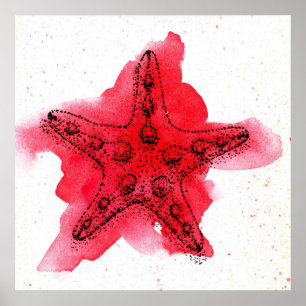 Watercolor Starfish Poster