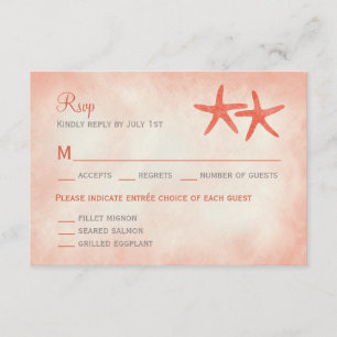Watercolor Starfish RSVP/Response Card Coral