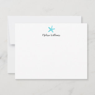 Watercolor Starfish Teal Personalised Stationery Card