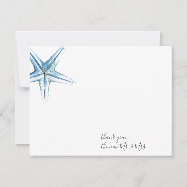 Watercolor Starfish Thank You Stationery Note Card (Front)