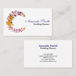Watercolor Starfish Wreath Business Card