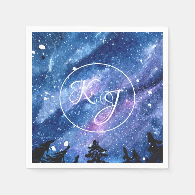 Watercolor Starry Night Sky Napkin (Front)