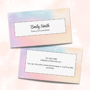 Watercolor Starry Pastel Mummy White Calling Card