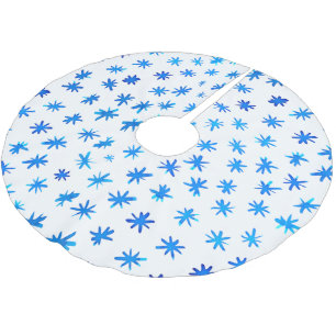 Watercolor stars - blue brushed polyester tree skirt