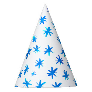 Watercolor stars - blue party hat