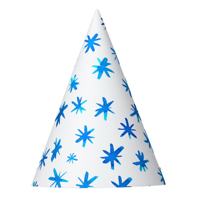 Watercolor stars - blue party hat (Front)