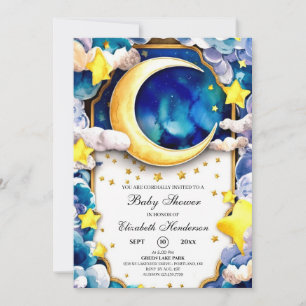 Watercolor Stars Celestial Baby Shower Invitation