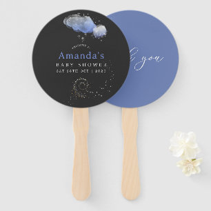 Watercolor Stars Night Sky Baby Shower Hand Fan