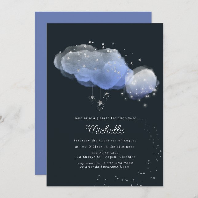 Watercolor Stars Night Sky Shower Invitation (Front/Back)