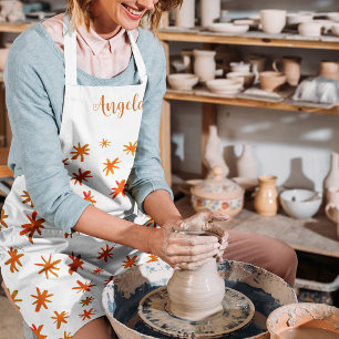 Watercolor stars - orange apron