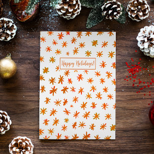 Watercolor stars - orange holiday postcard