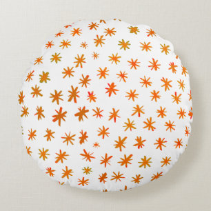 Watercolor stars - orange round cushion