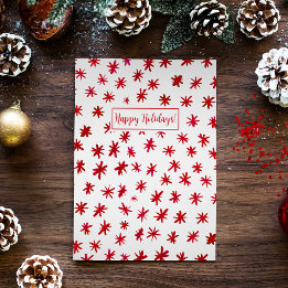 Watercolor stars - red holiday card