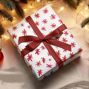 Watercolor stars - red wrapping paper sheet