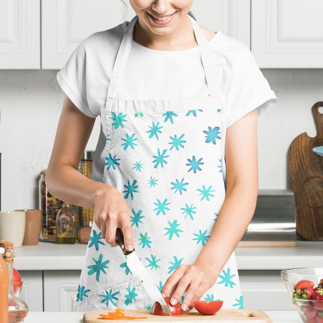 Watercolor stars - turquoise apron (Creator Uploaded)