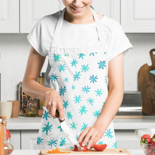 Watercolor stars - turquoise apron