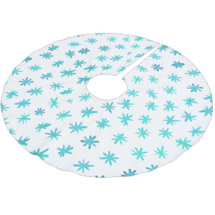 Watercolor stars - turquoise brushed polyester tree skirt